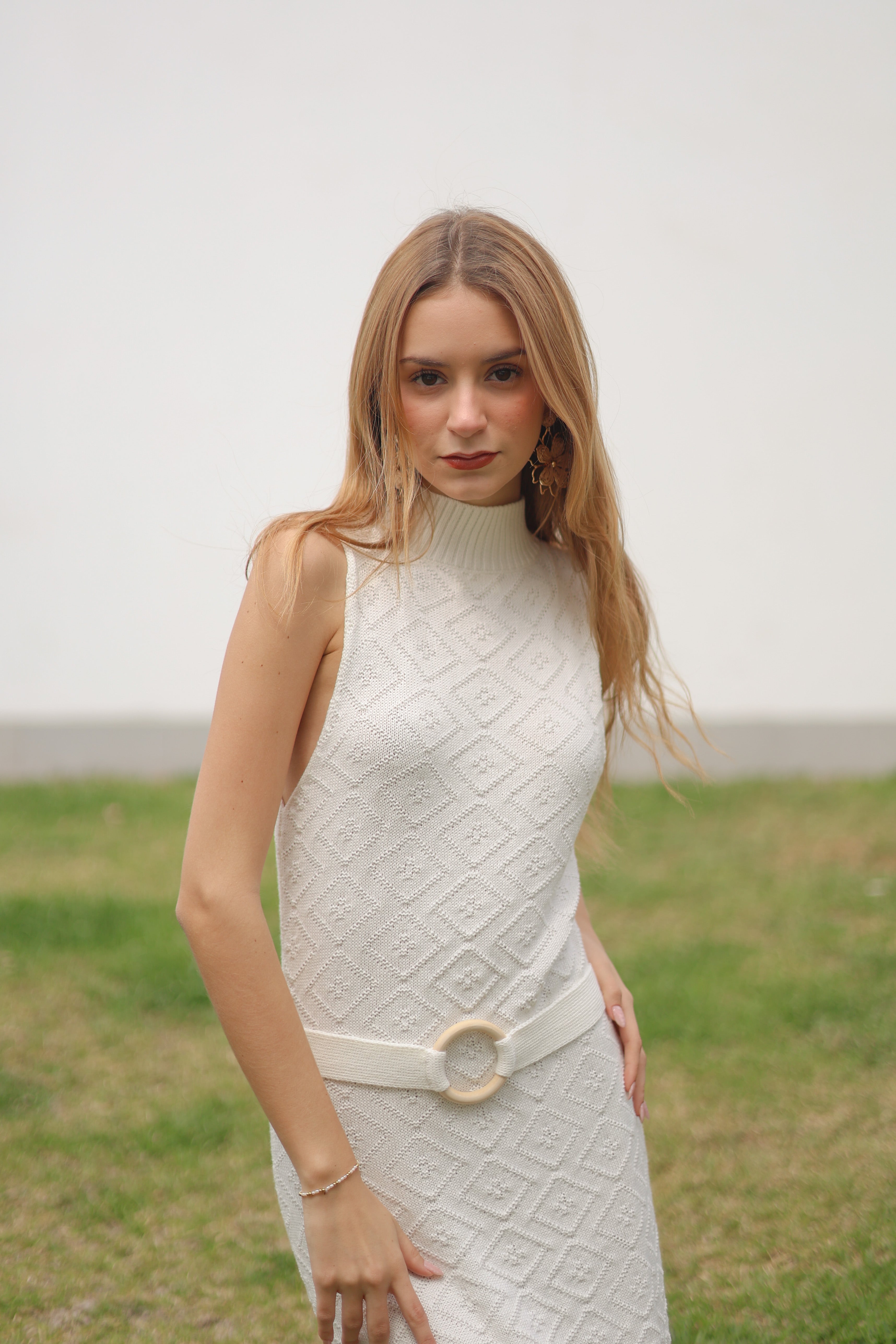 HILA BEIGE KNITTED DRESS