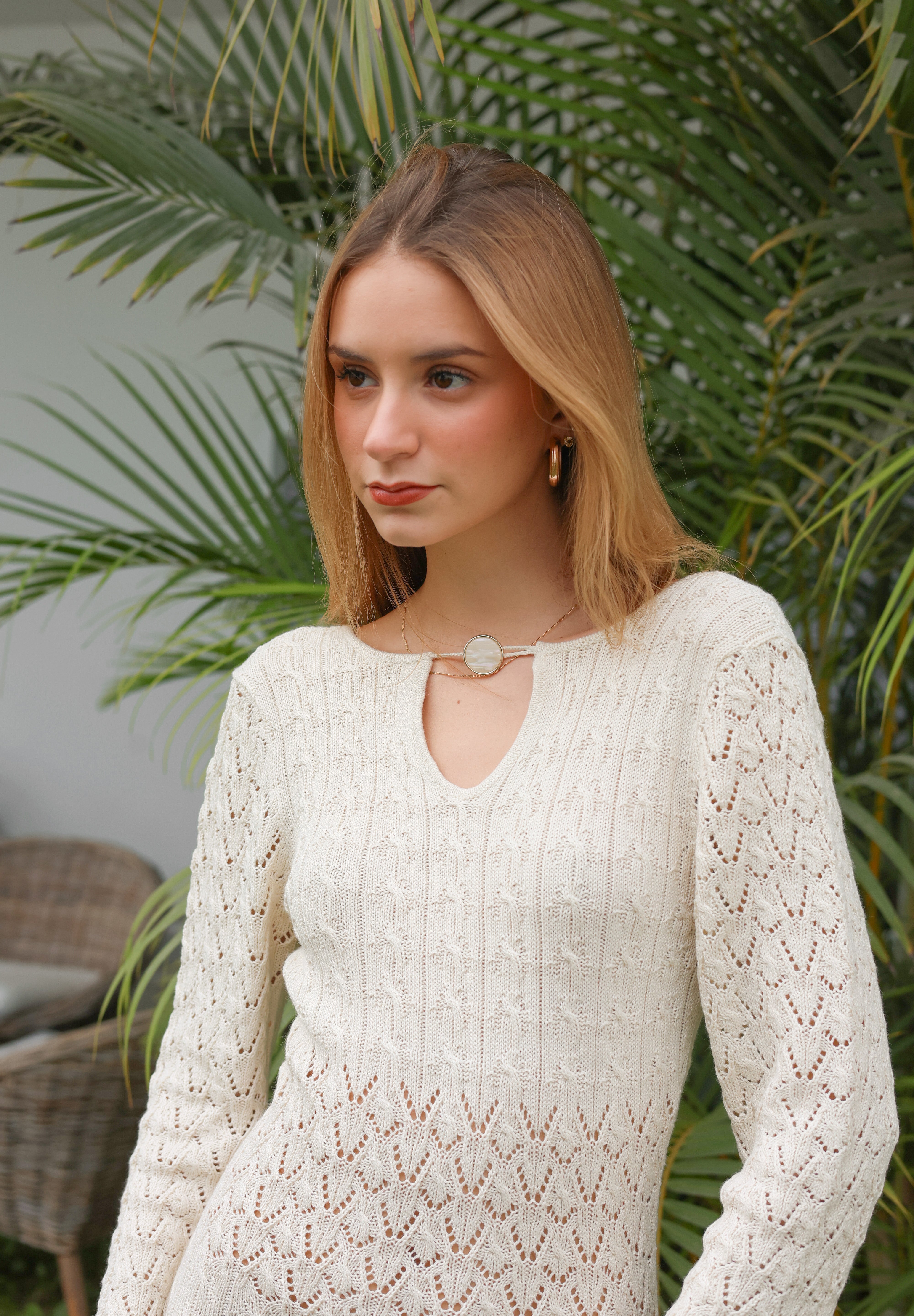 CORA CREAM KNITTED DRESS
